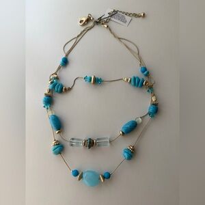 Chico's Turquoise and Gold Layered Necklace